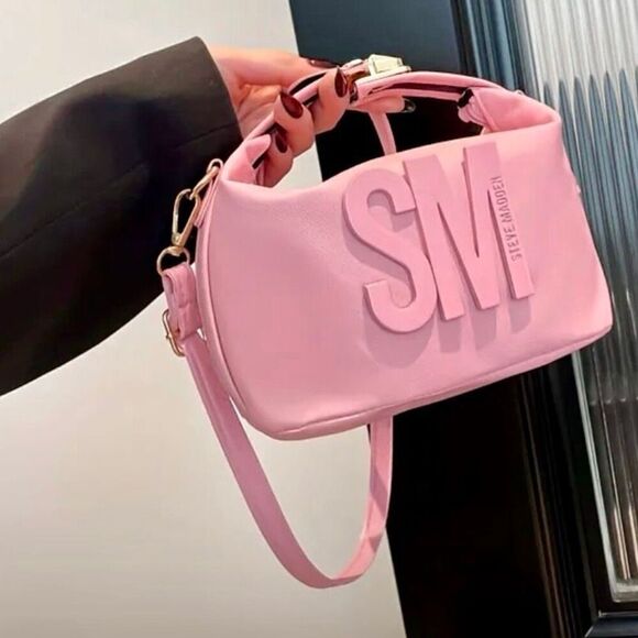 NWT Steve Madden Pink Crossbody Satchel Bag with Detachable Adjustable Strap - Picture 3 of 12